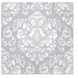 Paw Lunch-Servietten - Silber 330 mm x 330 mm (SDL120908)