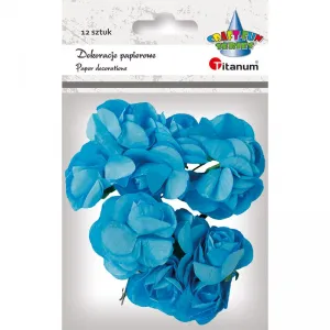Papierdekoration Titanum Craft-Fun Series Papierrosen auf einem Draht blau (ZH-001)