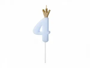 Partyydeco Geburtstagskerze Nummer 4, hellblau, 9,5cm (SCU6-4-001J)