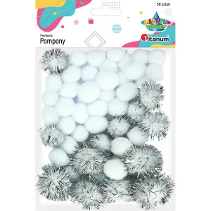 Titanum Craft-Fun Serie Glitzer und gefrostete Pompons weiß 50 Stück (361536)