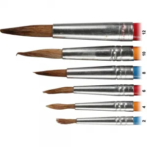 Satz konischer Pinsel für Aquarellfarben 6 Stück Nr. 2 bis 12