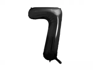 Partydeco Nummer 7 Folienballon, 86cm, 34cal schwarz (FB1M-7-010)