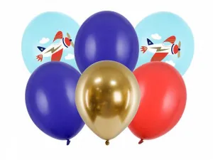 Partydeco Gummiballon Flugzeug, mix (1 op / 6 pcs) mix 300mm (SB14P-312-000-6)