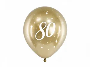 Partydeco Glänzend 80. Geburtstag Gummiballon gold 300mm (CHB14-1-80-019-6)