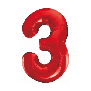 Godan Folienballon Nummer 3 rot 85cm 40cal (BCHCW3)
