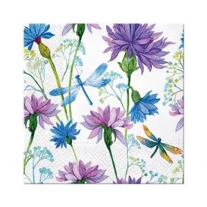 Paw Lunch Flower With Dragonfly Servietten - Mischdruck 330 mm x 330 mm (SDL133200)