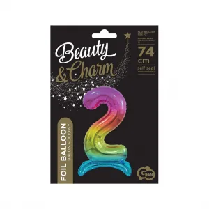 Godan Beauty&Charm Gummiballon stehende Regenbogennummer 750mm 30cal (BC-AST2)