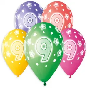 Godan Premium Hel bedruckter Gummiballon 9, 13 Zoll/5 Stück Mix 330mm 13cal (GS120/9)