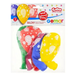 Godan Premium Hel bedruckter Gummiballon 9, 13 Zoll/5 Stück Mix 330mm 13cal (GS120/9)