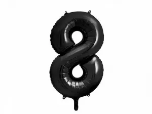 Partydeco Nummer 8 Folienballon, 86cm, schwarz 34cal (FB1M-8-010)