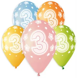 Godan Premium Hel bedruckter Gummiballon 3, 13 Zoll/5 Stück Mix 330mm 13cal (GS120/3)