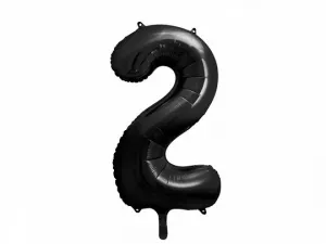Partydeco Folienballon Nummer 2, 86cm, schwarz 34cal (FB1M-2-010)