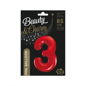 Godan Folienballon Nummer 3 rot 85cm 40cal (BCHCW3)