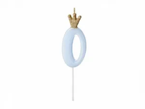 Partyydeco Geburtstagskerze Nummer 0, hellblau, 9,5cm (SCU6-0-001J)