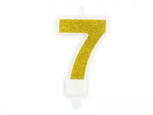 Partydeco Geburtstagskerze Nummer 7 gold glitter 7cm (SCU3-7-019B)