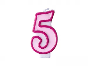 Partyydeco Geburtstagskerze Nummer 5 in rosa 7 Zentimeter (SCU1-5-006)