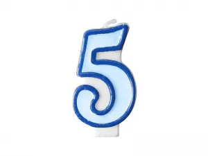 Partyydeco Geburtstagskerze Nummer 5 in blau 7 Zentimeter (SCU1-5-001)