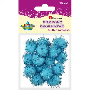 Titanum Craft-Fun Serie Glitter Pom-Poms blau 15 Stück (338527)