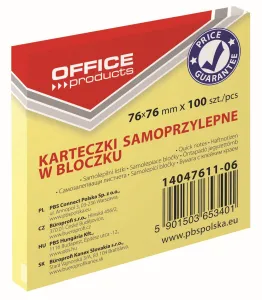 Office Products Haftnotizen hellgelb 100k 76mm x 76mm (14047611-06)