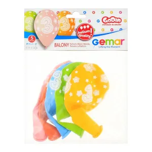 Godan Premium Hel bedruckter Gummiballon 3, 13 Zoll/5 Stück Mix 330mm 13cal (GS120/3)