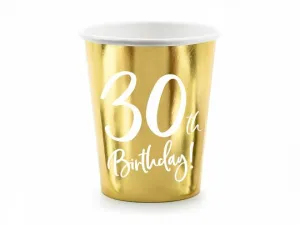 Partydeco 30th Birthday Einwegbecher, gold 220ml (KPP73-30-019M-EU1)