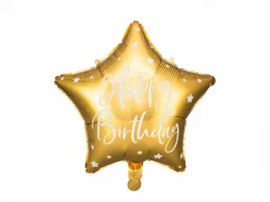 Partydeco Happy Birthday Folienballon, 40cm, gold 15,5 Zoll (FB93-019)
