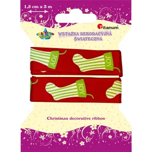 Titanum Craft-Fun Serie Weihnachtsband Sockendruck rot 15mm 3m (363076)
