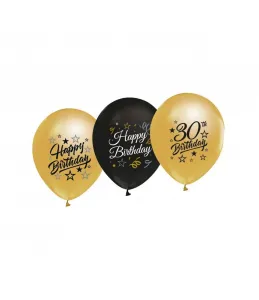 Godan 30. Geburtstag schwarz und gold Gummiballon 300mm 12cal (GP-ZC30)